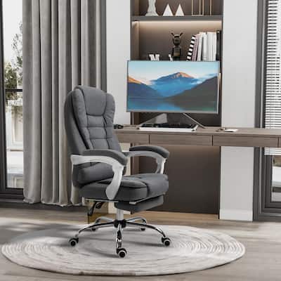 Vinsetto High-Back Executive Office Chair: Footrest, Linen-Fabric, Padded Armrests - Ergonomic