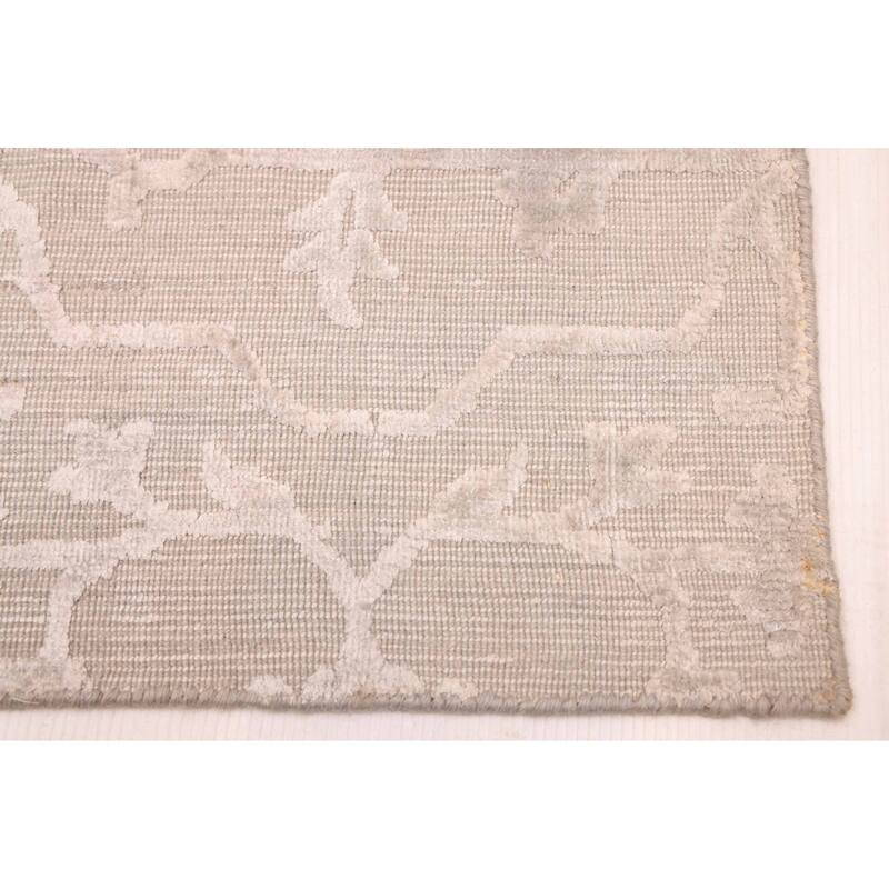 ECARPETGALLERY Hand Loomed Elysian Grey Viscose, Wool Rug - 8'3 x 9'10