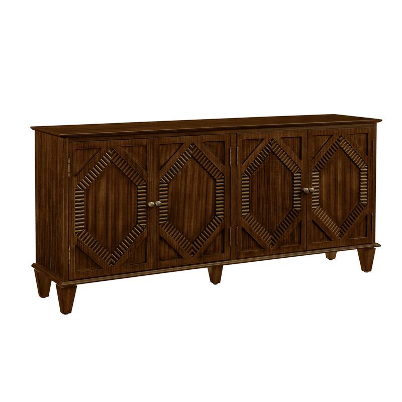 Sideboard Cabinet with 4 Doors & Adjustable Shelf, Accent Cabinet with Solid Wood Legs, Large Wine Bar Storage Cabinet