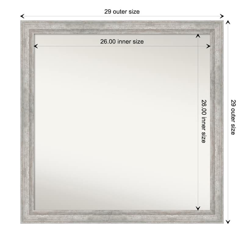 Angled Non-Beveled Wood Framed Bathroom Vanity Wall Mirror - Angled Silver - Glass Size 26x26
