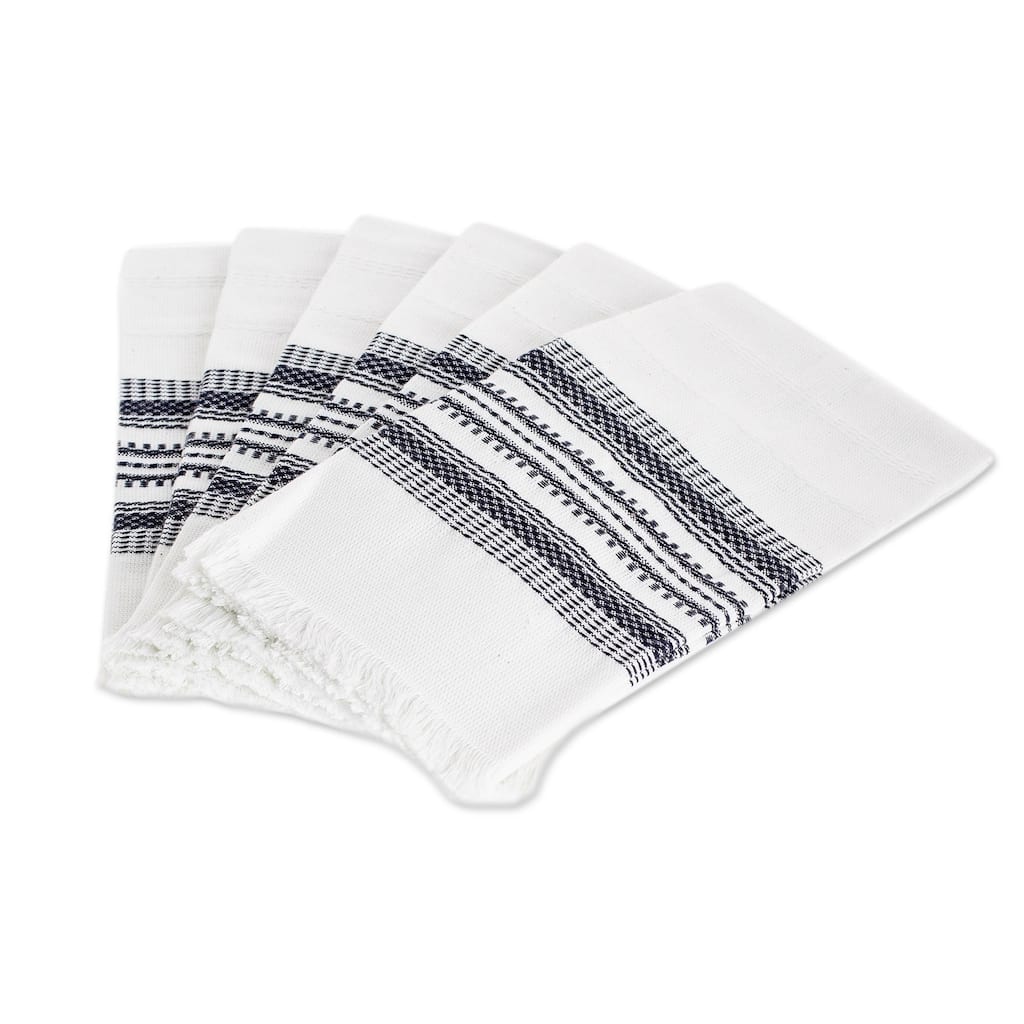 Novica Handmade Culinary Inspiration In Blue Cotton Napkins (Set Of 6)