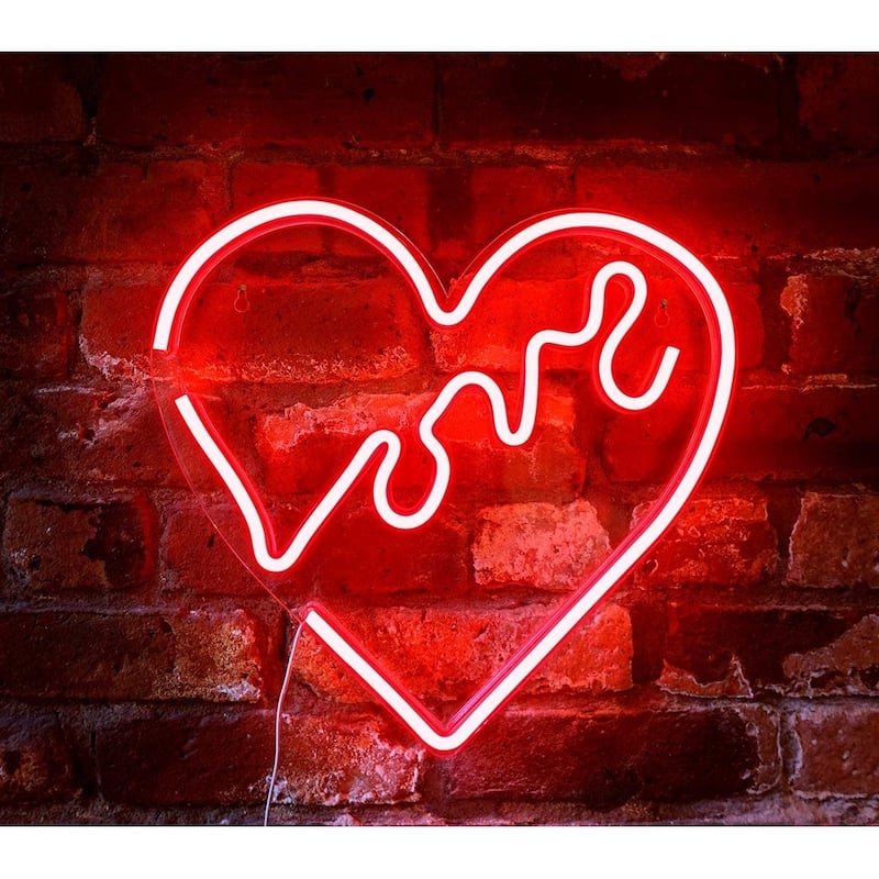 14" x 14" inch LED Neon Red "Love" Heart Wall Sign Valentines Day Gift - Standard