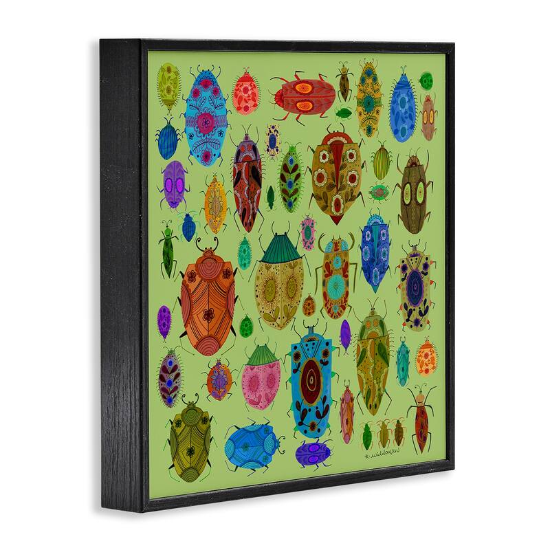Stupell Flowery Bugs & Insects Framed Giclee Art Design By Kay Widdowson