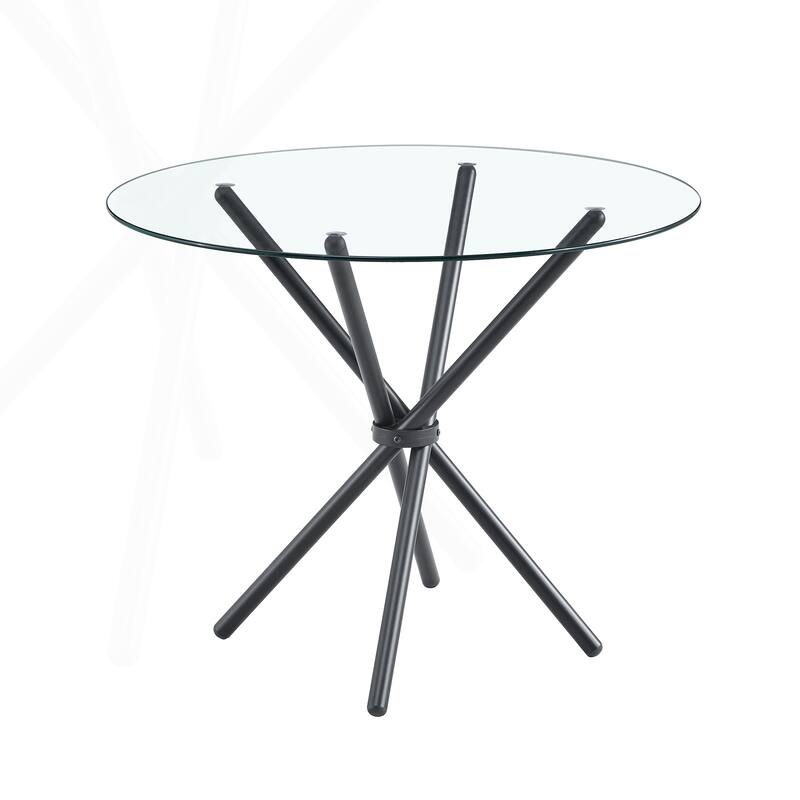 Exquisite Tempered Glass Round Table with Sturdy Metal Legs for Stylish Spaces