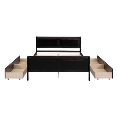 Platform Bed with 4 Drawers and Streamlined Headboard
