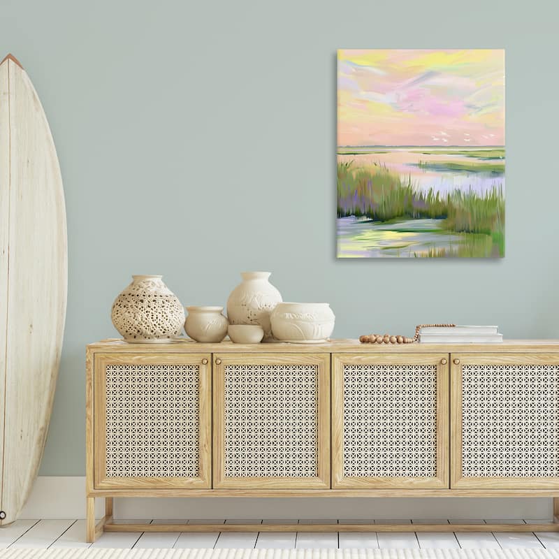 Stupell Soft Pink Marshland Sunrise Canvas Wall Art Design By Arlington Prints