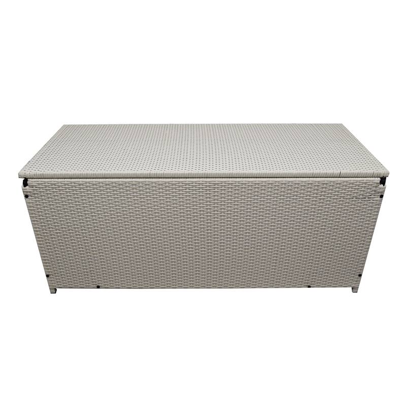 Indoor and Outdoor Balcony Patio Deck Porch Pool 113 Gallon Wicker Storage Box Trunk Bin with Metal Frame - N/A