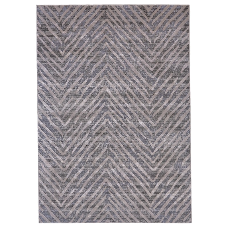 Grand Bazaar Vanhorn Machine Made Herringbone Modern Area Rug - 6'7" x 9'6" - Gray