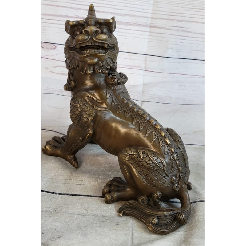 Vintage Japanese Chinese Asian Foo Dog Shishi Temple Guardian Bronze Lion Sale