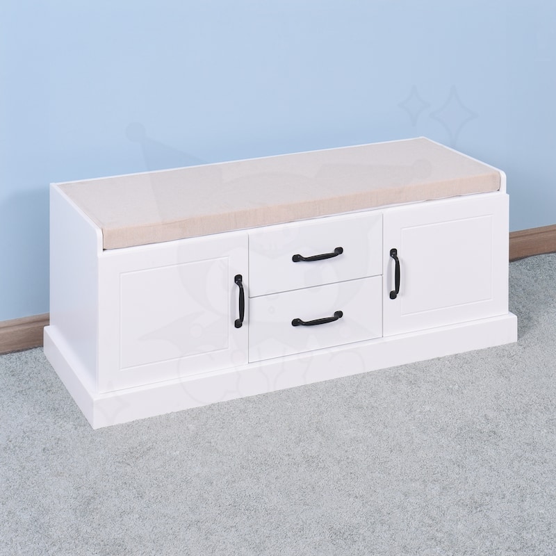 Wooden Entryway Shoe Cabinet with 2 Drawers and 2 Doors
