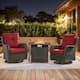 Option Brown Wicker Red Cushion