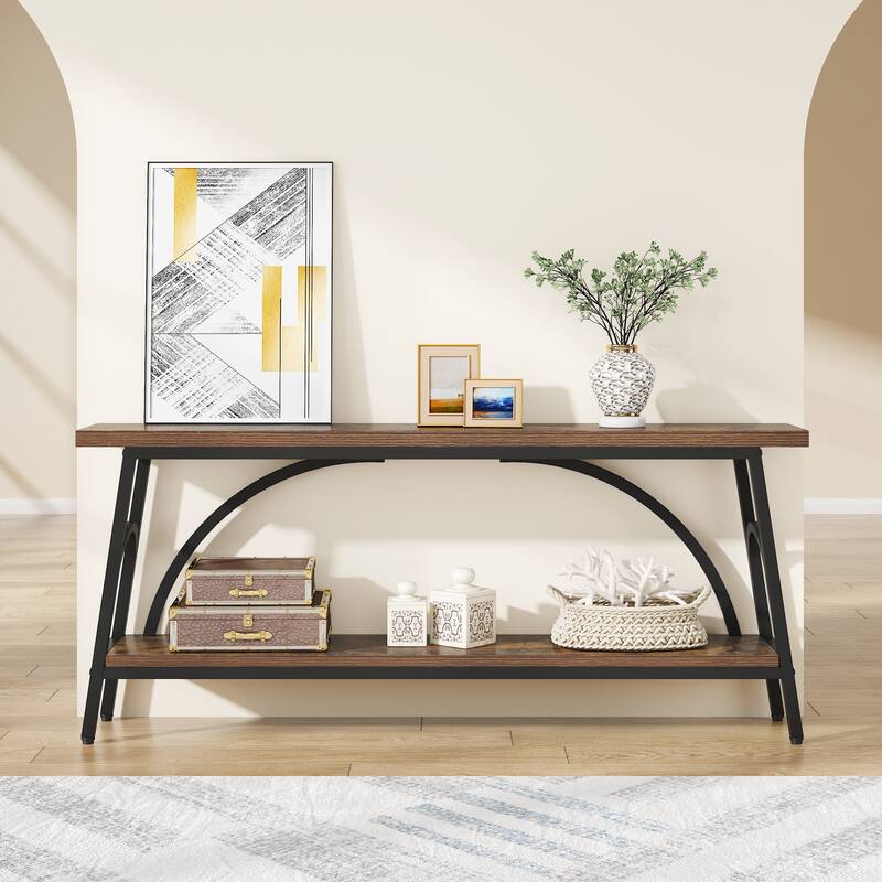 70.8”Sofa Tables, 2 Tier Extra Long Console Tables for Entryway