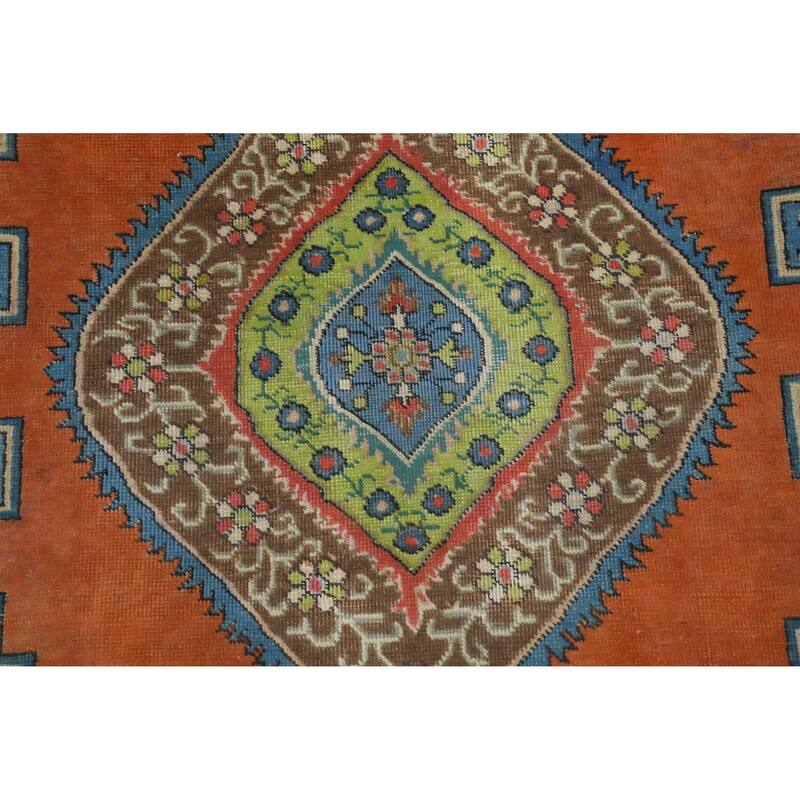 Hand Knotted Oriental 100% Wool Carpet Traditional Medallion Oranges & Rust Tabriz Area Rug - 6' 1'' X 4' 9''