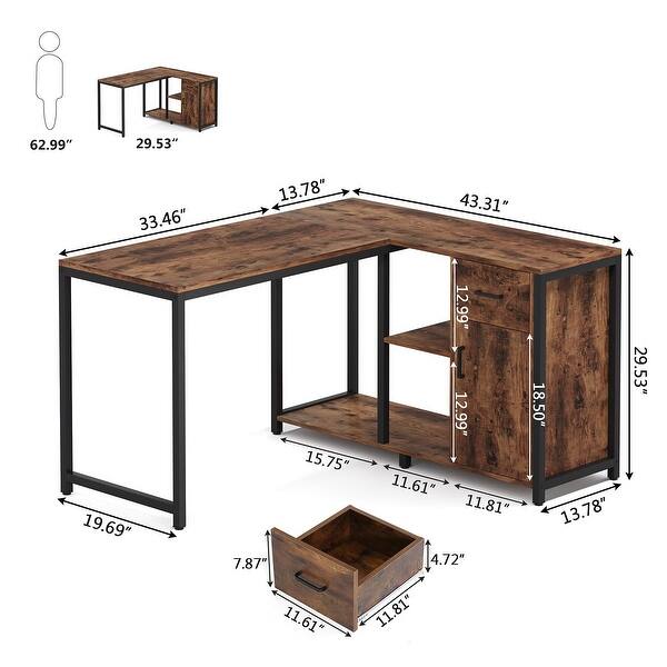 L Shaped Desk with Drawer Cabinet for Home Office - Bed Bath & Beyond ...
