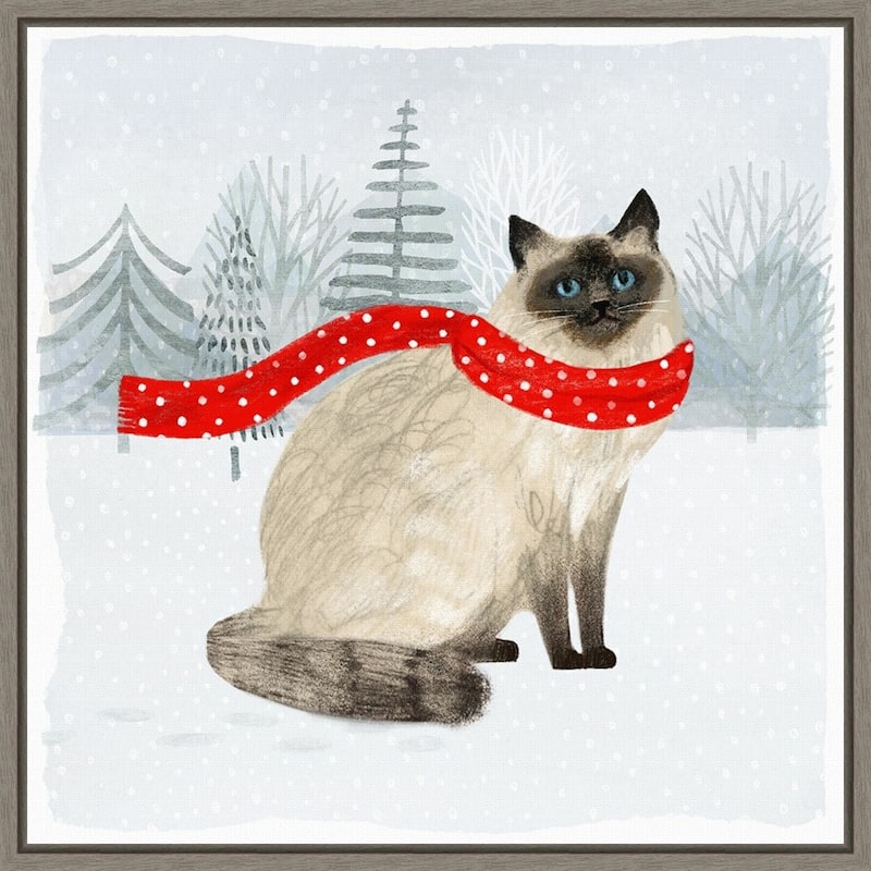 Christmas Cats and Dogs III by Victoria Borges Framed Canvas Art