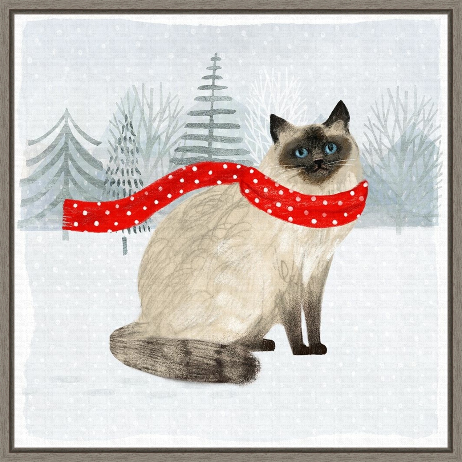 Christmas Cats and Dogs III by Victoria Borges Framed Canvas Art