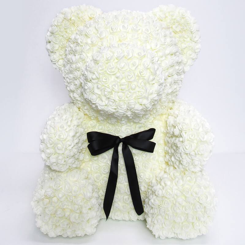 XL Forever Rose Bear Flower Teddy Bear 25" with Gift Box for Valentines Day, Anniversary, Birthday, Gift for Her