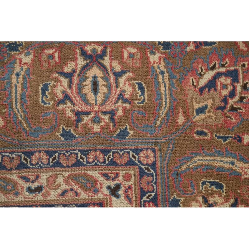 Hand Knotted Oriental 100% Wool Carpet Traditional Floral Pink Mashad Area Rug - 12' 5'' X 9' 4''