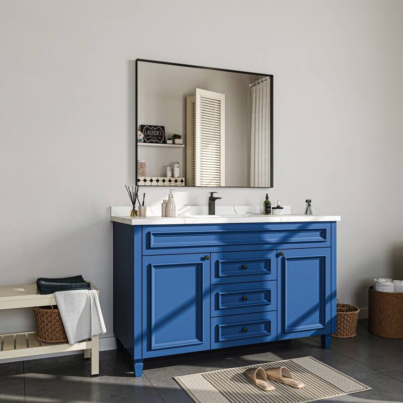 TOOLKISS Right Angle Aluminum Frame Bathroom Vanity Mirror with Clear Glass