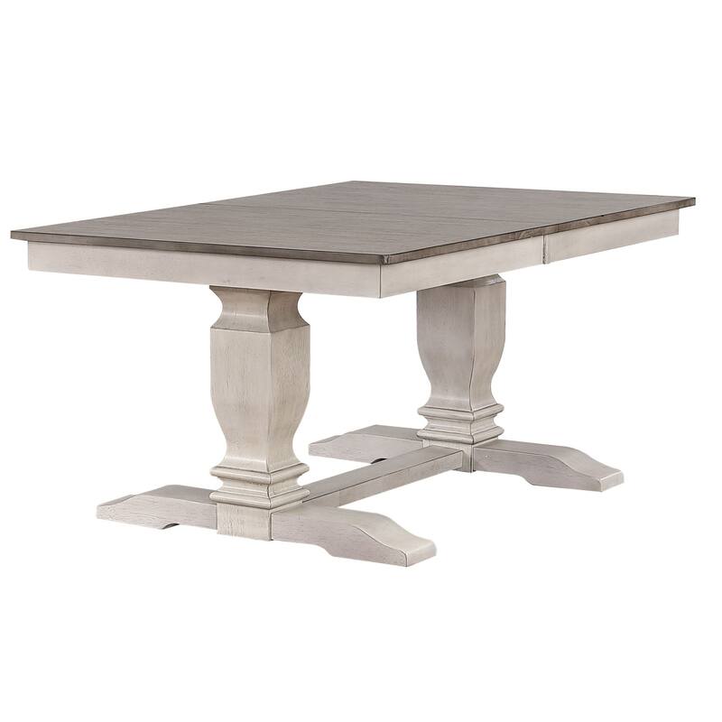 Double Transitional Pedestal Ladder Back Dinning Side chair Ash/ Stormy White 5- Piece Set