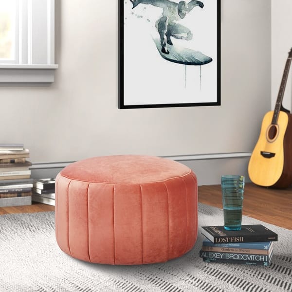 slide 1 of 57, Furniture R Modern Solid Color Velvet Ottoman