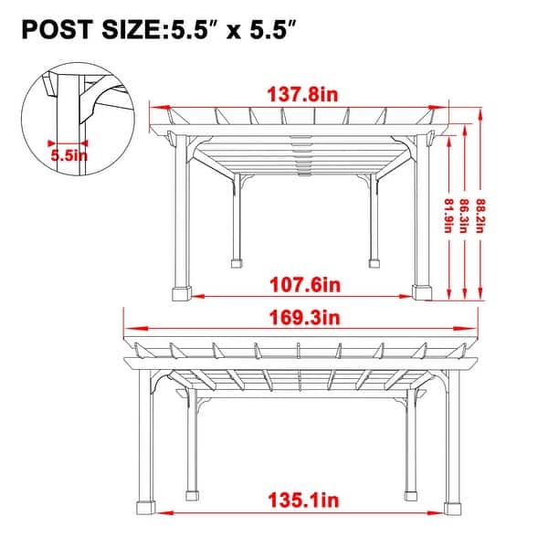 VEIKOUS Outdoor Cedar Wood Pergola Gazebo Kit with Flat Roof Trellis for Patio, Deck, Garden and Backyard