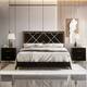 CraftPorch 3 Piece Bedroom Nightstands Set Velvet Upholstered Bed
