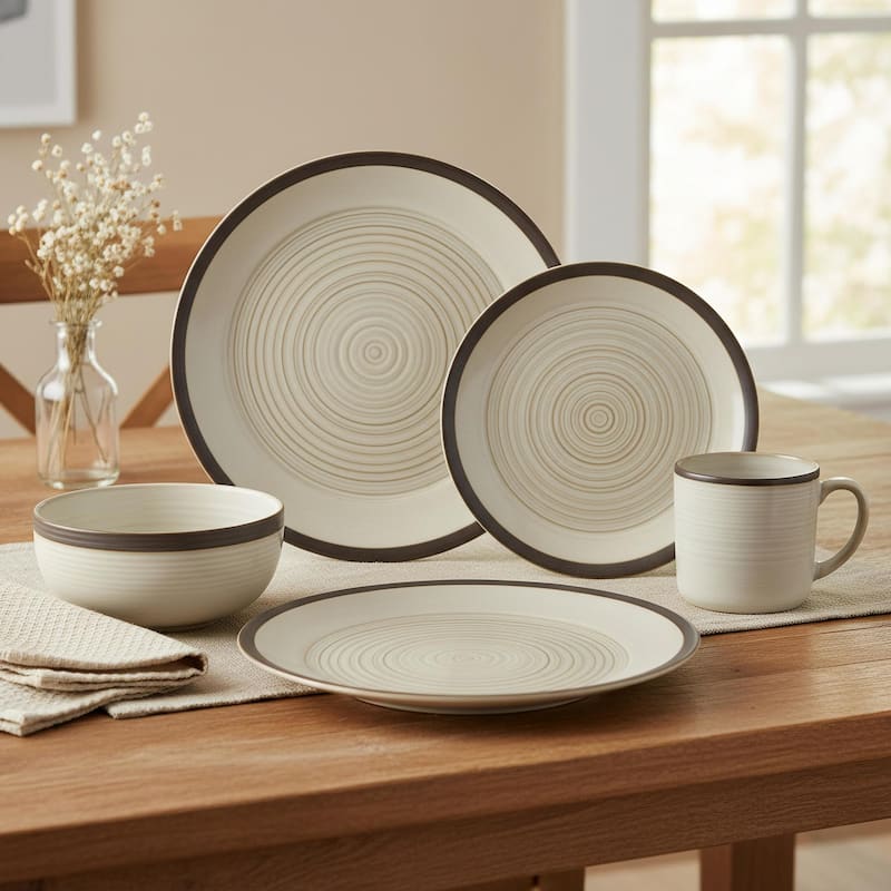 Mikasa Lara 16 Piece Dinnerware Set - 10.5" plates, 8.25" plates, 6" bowls, 13 Oz mugs