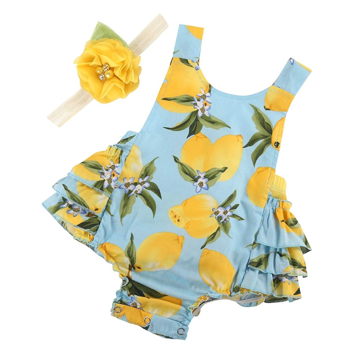Shop Princesasa Baby Girl Clothes Yellow Lemon Floral Ruffles A27