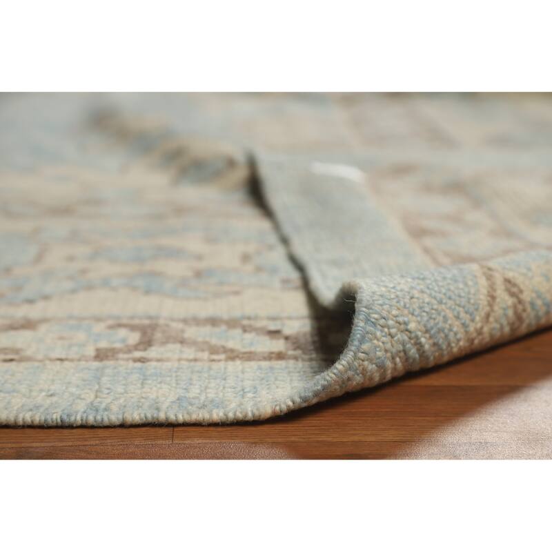 Hand Knotted Oriental 100% Wool Carpet Transitional All-Over Navy Blue & Blues Oushak Area Rug - 11' 2'' X 8' 2''