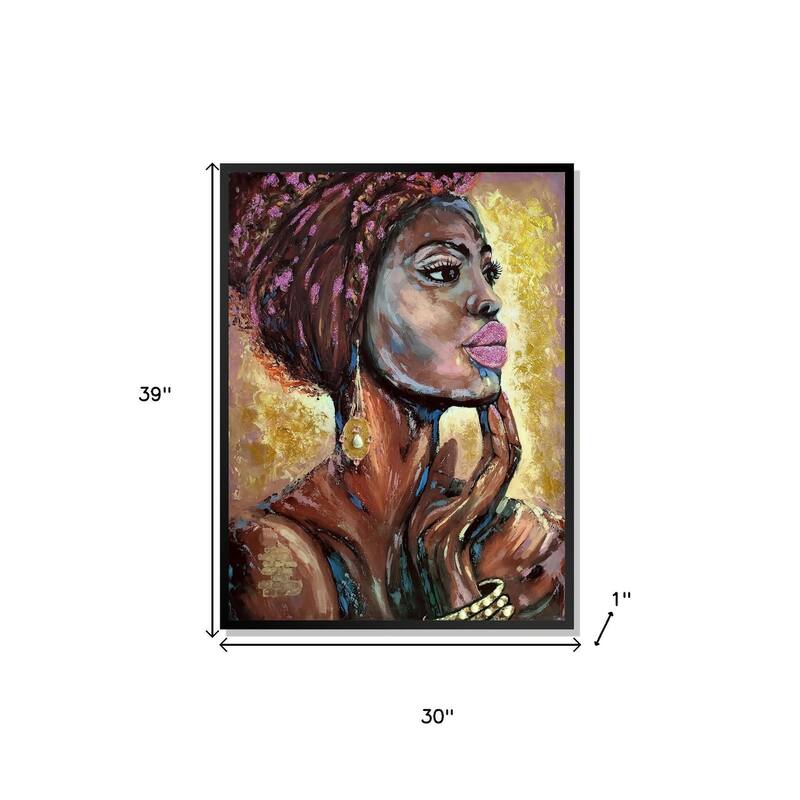 HomeRoots 39" x 30" African Profile Floater Frame Canvas Wall Art