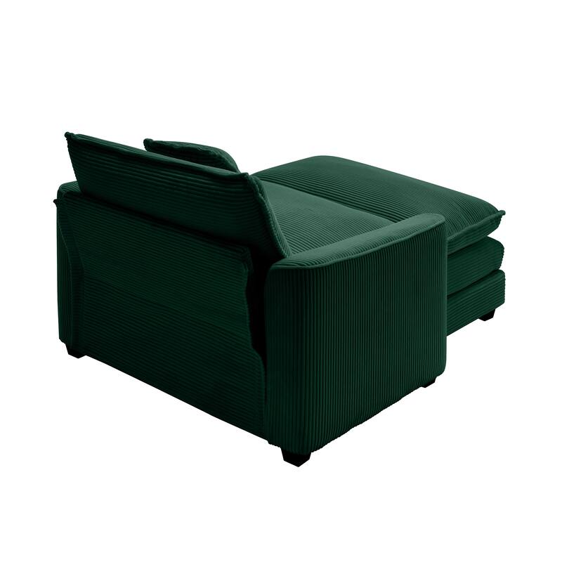 GDFStudio - Thaddeus Corduroy Single Deep Seat Sofa with Footstool and Pillow