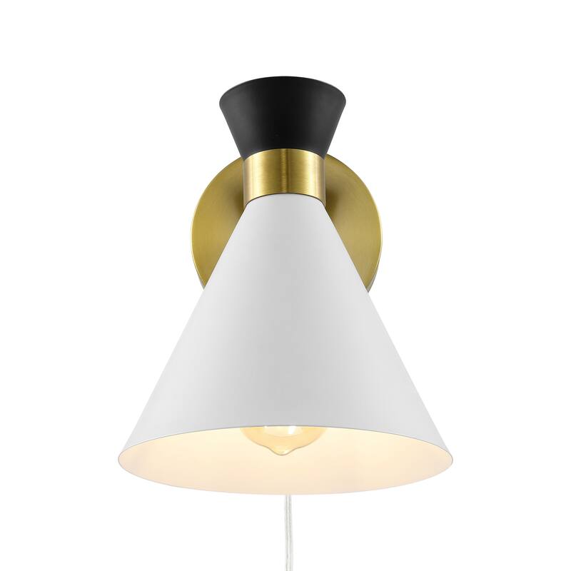 SAFAVIEH Lighting Balbine Modern 8-inch Cone Shade Wall Sconce (LED Bulbs Included) - 8 In. W x 8.3 In. D x 9.3 In. H - 8Wx8Dx9H