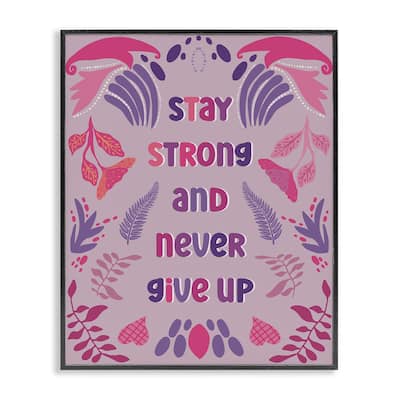 Stupell Never Give Up on Purple Framed Giclee Art Design By Julia Fox