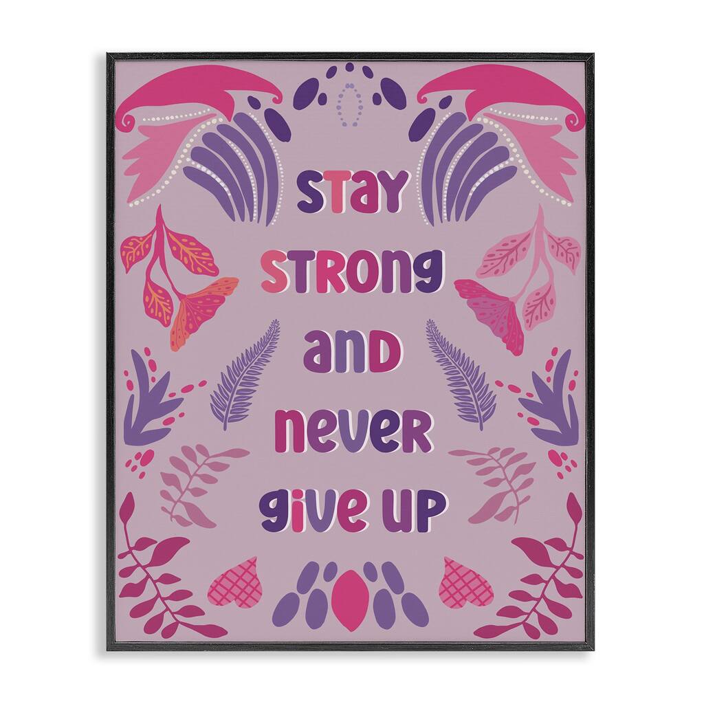 Stupell Never Give Up on Purple Framed Giclee Art Design By Julia Fox