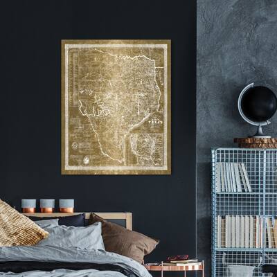Oliver Gal 'Texas 1856 Inverted Gold Metallic' Maps and Flags Wall Art Canvas Print - Gold, White