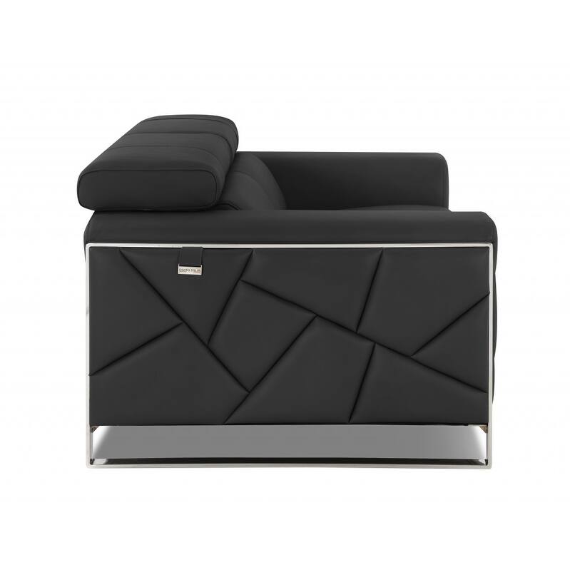 HomeRoots 75" Gray And Silver Italian Leather Loveseat