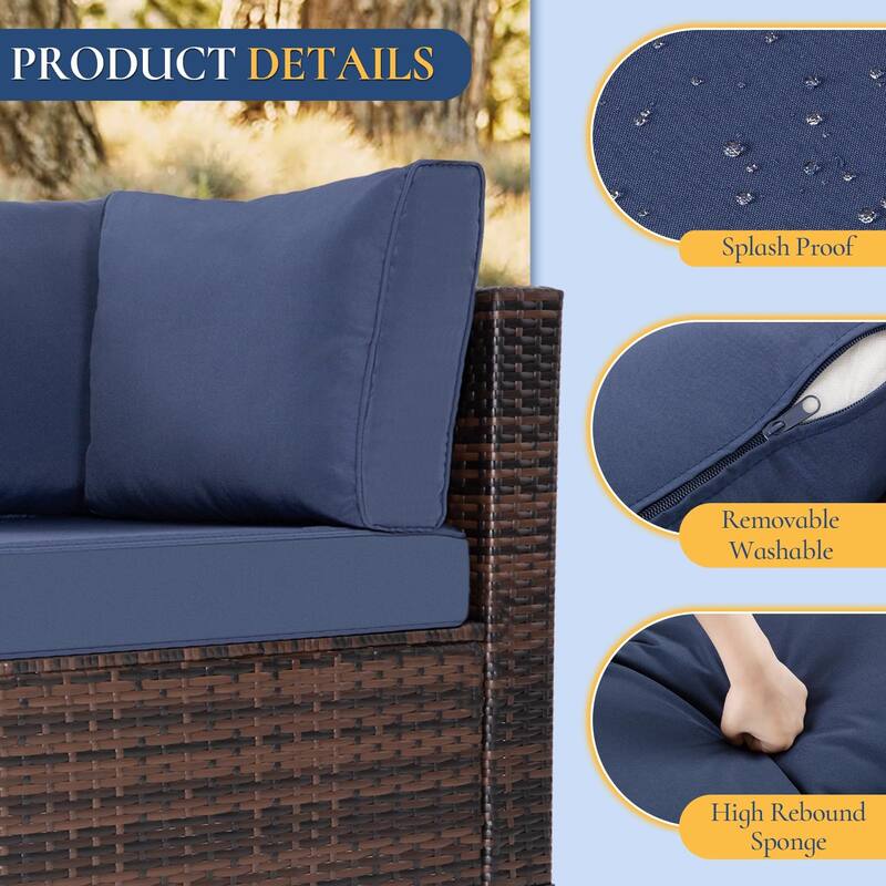 8 PCS Wicker Patio Conversation Set With Fire Table