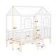 preview thumbnail 12 of 16, Twin Size Metal Low Loft House Bed with Roof and Windows - Adorable Design