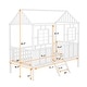 preview thumbnail 3 of 7, White Playhouse Design Metal Low Loft House Bed with Roof