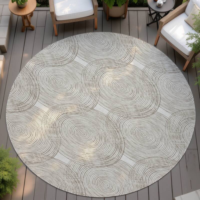 Machine Washable Indoor/ Outdoor Modern Pune Chantille Rug - Ivory - 8' x 8'