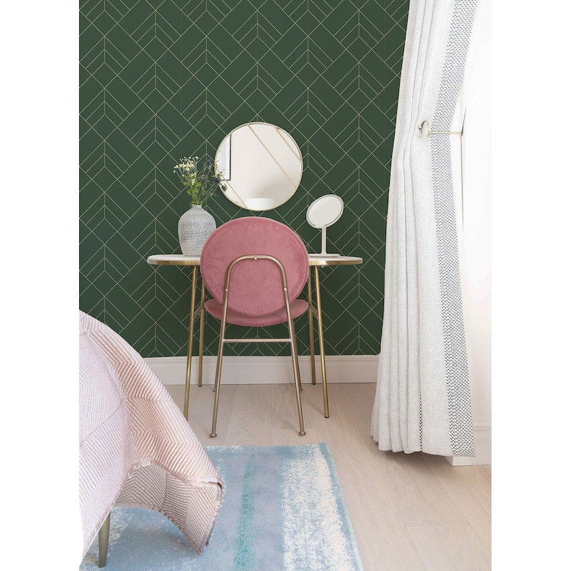 A-Street Prints Sander Evergreen Geometric Wallpaper