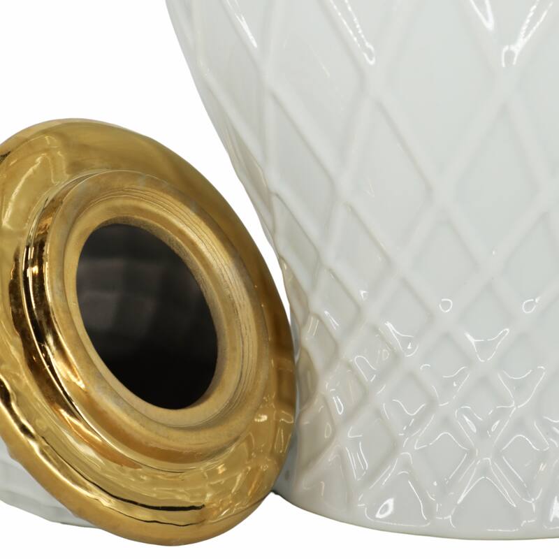 Sagebrook Home Gold Accented Glam Ginger Jar with Lid