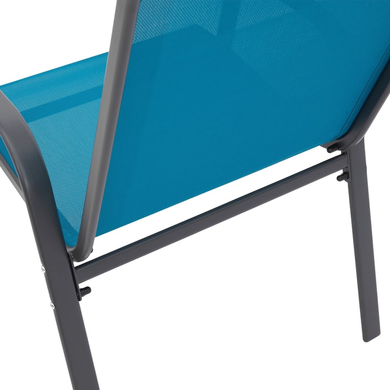 8 Piece Patio Chairs, Camping Chairs with Breathable Textilene Fabric, Set of 2 Chairs with Armrest High Backrest for Garden