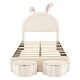 preview thumbnail 16 of 14, Kids Twin Velvet Upholstered Rabbit-Shape Platform Bed with 2 Storage Stools