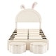 preview thumbnail 8 of 6, Velvet Upholstered Rabbit-Shape Platform Bed with 2 Storage Stools