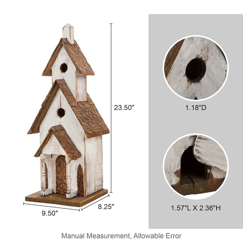 Glitzhome 24"H Extra-Large Farmhouse Rustic Wood Birdhouse