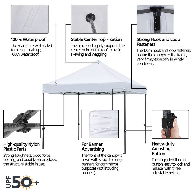 Yaheetech Adjustable Commercial Pop-up Canopy with Wheeled Carry Bag