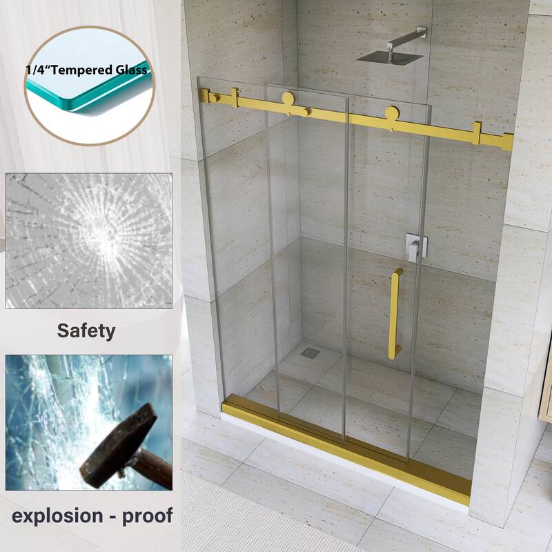 60" x 76" Sliding Frameless Shower Door - 60'' x 0.38'' x 76''
