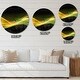 preview thumbnail 4 of 8, Designart '3D Gold Green Wave Design' Oversized Modern Wall CLock